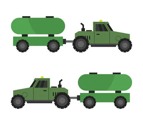 Tractor icon with tank illustrated in vector on white background Illustrazione stock