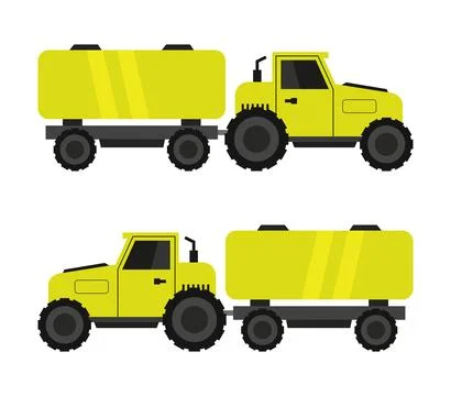 Tractor icon with tank illustrated in vector on white background Stock Illustration