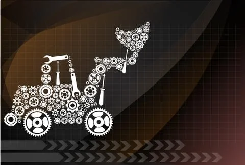Tractor. icon of tractor from gears. vector eps10 Stock Illustration