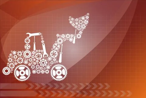 Tractor. icon of tractor from gears. vector eps10 Stock Illustration