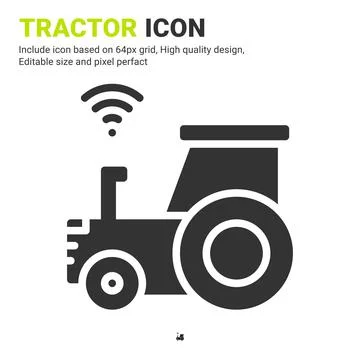 Tractor icon vector with glyph style isolated on white background Stock Illustration