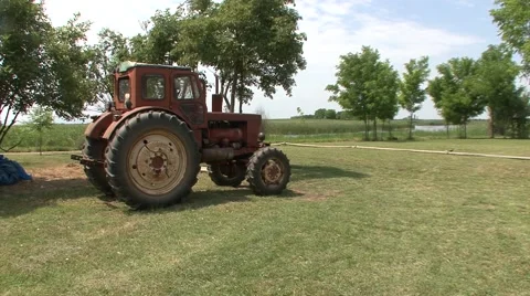 Tractor in irrigation field Stock Footage 41132521