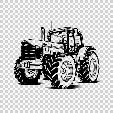 Tractor With Large Treaded Wheels Side tires cabin engine Stock Illustration
