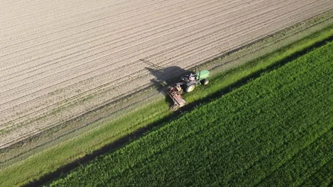 Tractor with lawn mower cuts grass Stock Footage 154183199