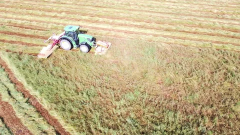 Tractor with lawn mower cuts the grass for hay Vídeos de archivo 154562422