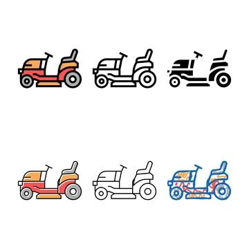 Tractor lawn variations mower color icon vector Stock Illustration