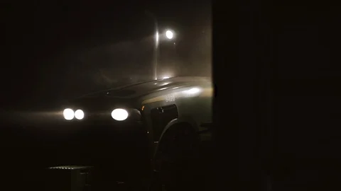 Tractor lights with dust at night Vídeo Stock 125841694