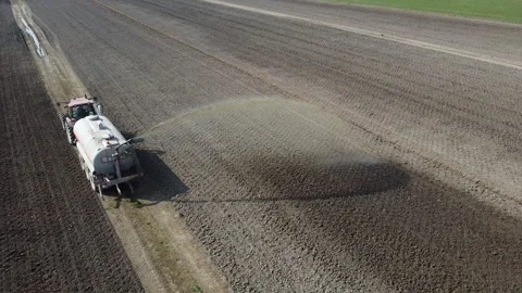 Tractor with liquid spreader tank Stock Footage 150284748