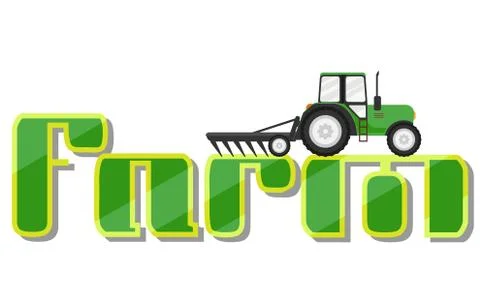Tractor on Logotype for farm Stock-Illustration