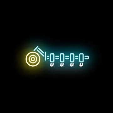 Tractor machine with plow neon style icon Stock Illustration