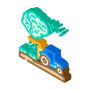 Tractor machine working creating pollution isometric icon Stock Illustration