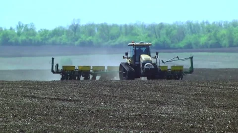 Tractor making fertilizer Stock Footage 61075290