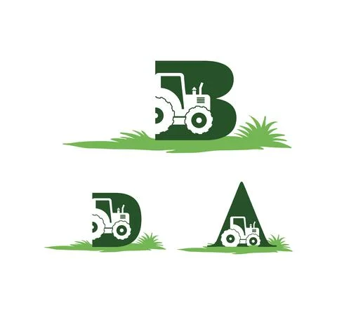 Tractor Monogram Initial Sign Stock Illustration
