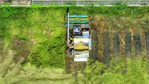 The tractor moving through fields in systematic rows. Stock Footage 306138576