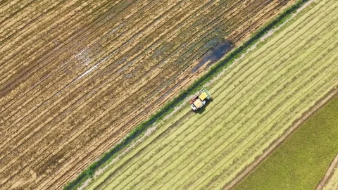 The tractor moving through fields in systematic rows. Stock Footage 306138605