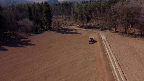 Tractor near the forest plows the fields Stock Footage 174279548