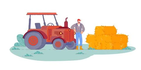 Tractor operator. Isolated farm field tractor Stock Illustration