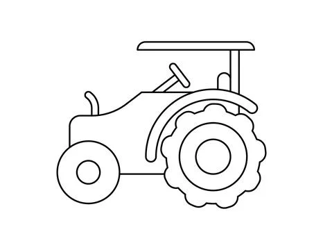 Tractor outline for coloring book template, tractor illustration for kid wo.. Illustrazione stock