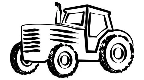 Tractor outline isolated on white background. Clipart. Tractor outline iso... Stock Photos