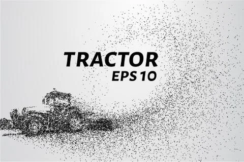 Tractor particles. The tractor breaks down into small circles and dots. Stock Illustration
