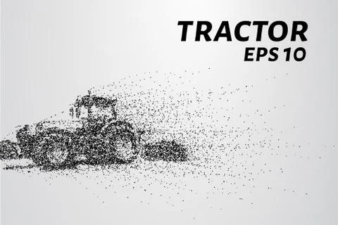 Tractor of the particles. The tractor breaks down into small circles and dots Stock Illustration