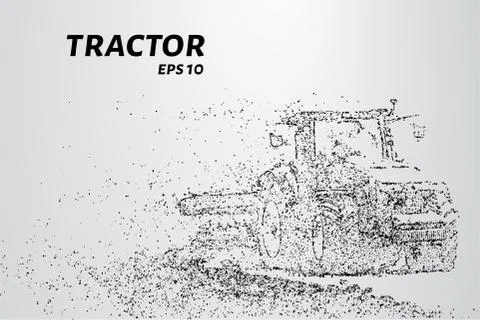 Tractor particles. The tractor breaks down into small circles and dots. Stock Illustration