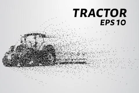 Tractor of the particles. The tractor consists of small dots and circles. Stock Illustration