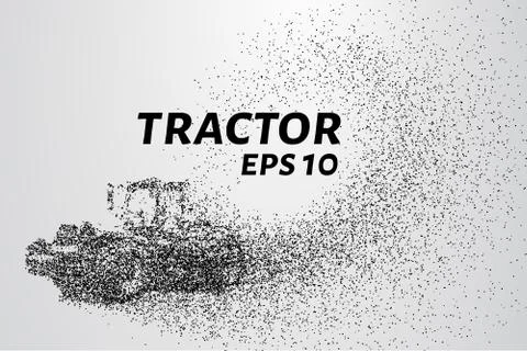 Tractor of the particles. The tractor consists of small dots and circles. Stock Illustration