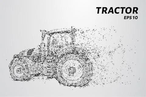 Tractor particles. The tractor consists of small circles and dots. Vector ill 스톡 일러스트