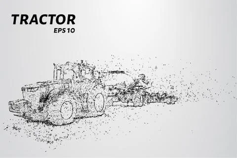 Tractor particles. The tractor consists of small circles and dots. Vector ill Stock Illustration