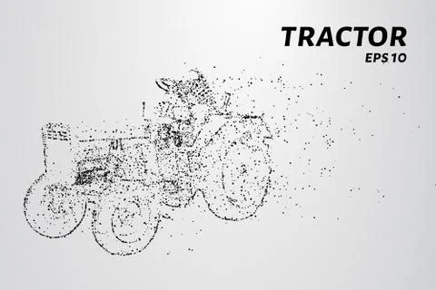 Tractor particles. The tractor consists of small circles and dots. Vector ill Stock Illustration