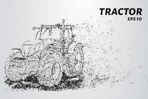Tractor particles. The tractor consists of small circles and dots. Vector ill Stock Illustration