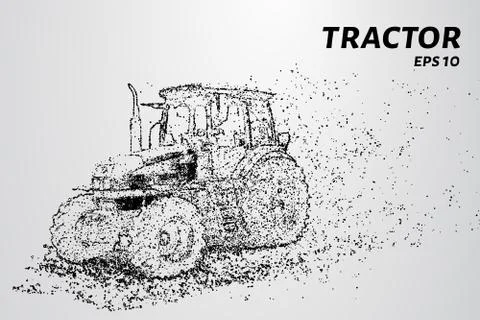 Tractor particles. The tractor consists of small circles and dots. Vector ill Stock Illustration