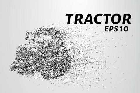 Tractor of the particles. Tractor on tracks consists of circles and points... Stock Illustration