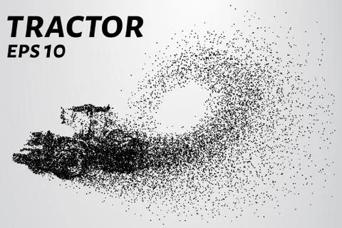 Tractor of the particles. Vector tractor consists of small circles. Stock Illustration