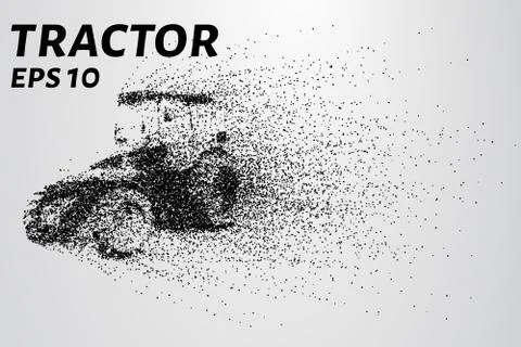 Tractor of the particles. The wind carries the pieces of the tractor. Stock Illustration