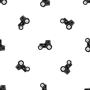 Tractor pattern seamless black Stock Illustration
