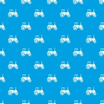 Tractor pattern seamless blue Illustrazione stock