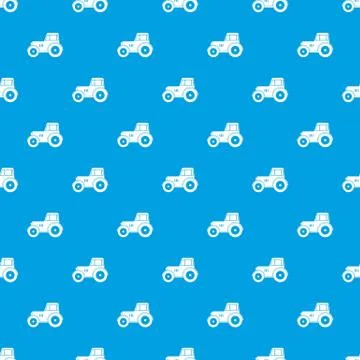 Tractor pattern seamless blue Stock Illustration