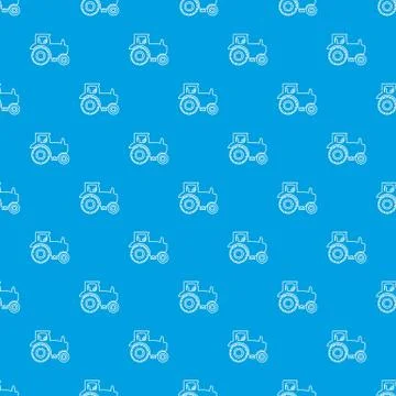 Tractor pattern seamless blue Stock Illustration