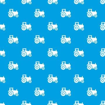 Tractor pattern seamless blue Illustrazione stock