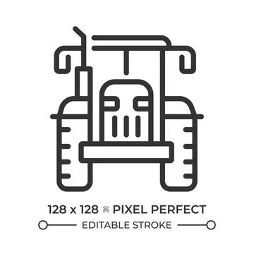 Tractor pixel perfect line icon Stockillustratie