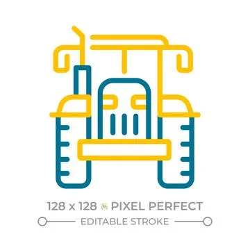 Tractor pixel perfect two color line icon Stockillustratie