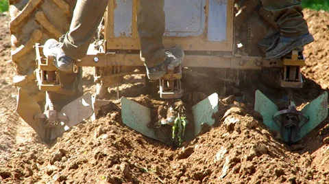Tractor planting potatoes Stock Footage 38086364
