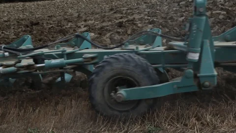 Tractor Ploughing closeshot Stock Footage 94543416