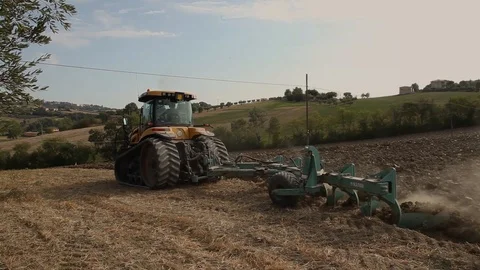 Tractor Ploughing Stock Footage 94542210