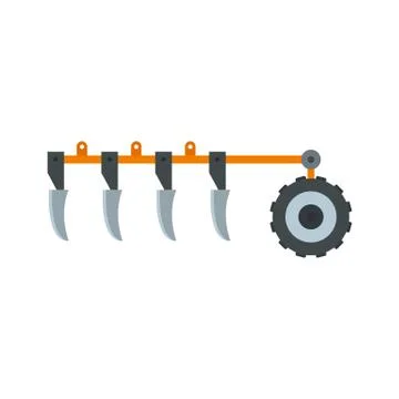 Tractor plow icon, flat style Stock Illustration