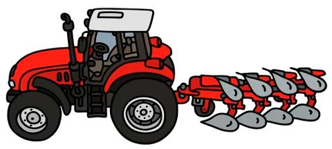 Tractor with a plow Stock Illustration