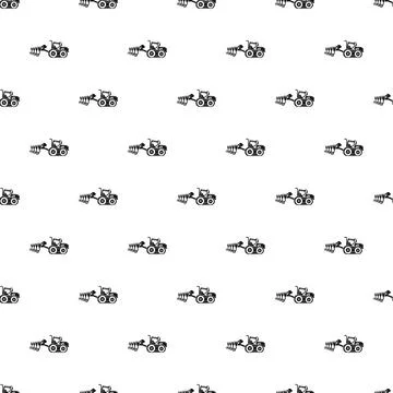 Tractor with plow seamless pattern farming background 스톡 일러스트
