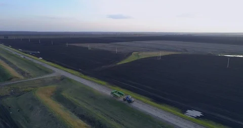 Tractor plowed field Stock Footage 89123850